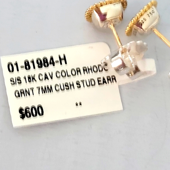 LAGOS Two-Tone Garnet 7mm Stud Earrings - Picture 6 of 7